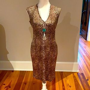 NWT Equipment silk knit leopard animal print dress